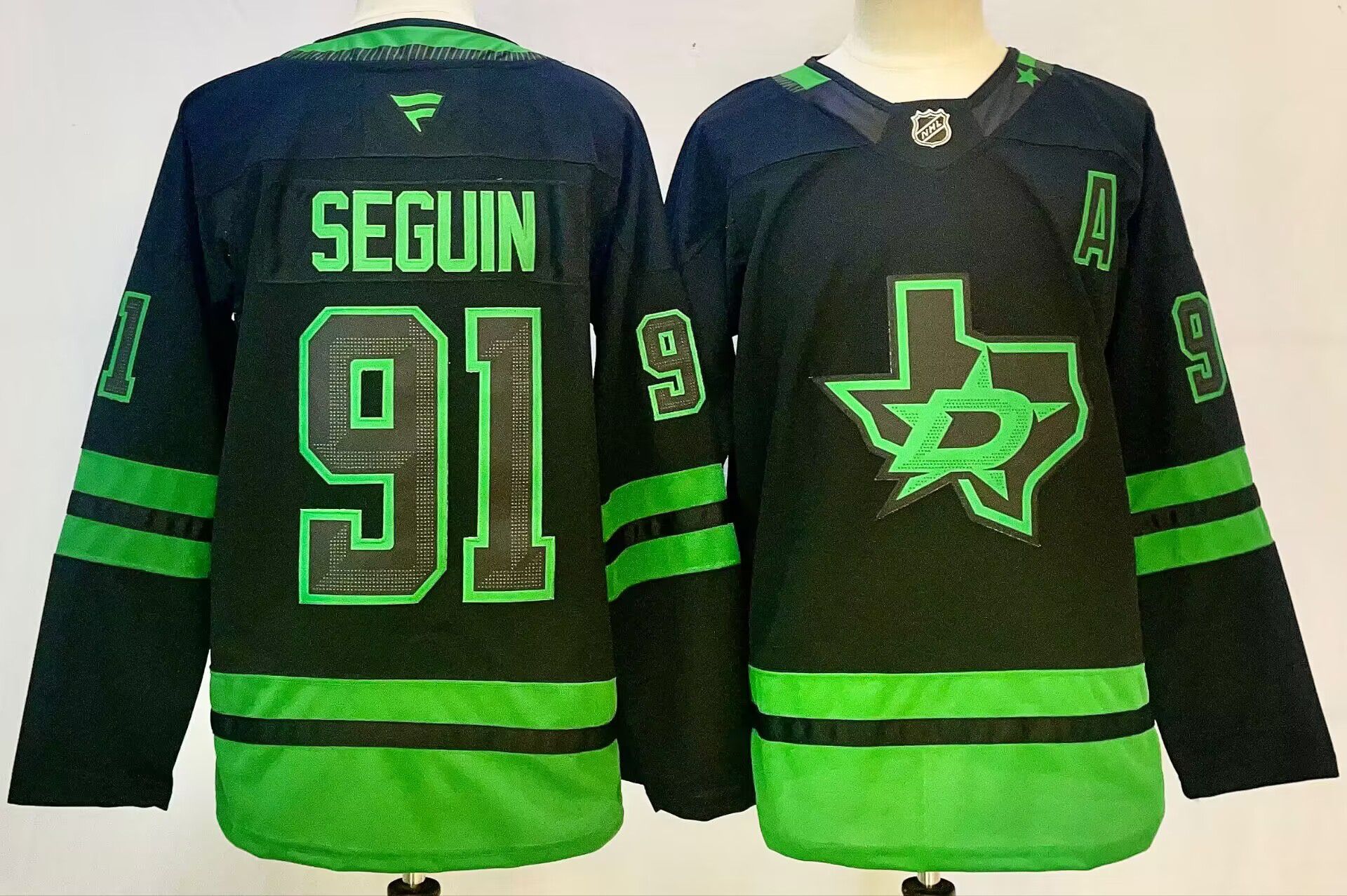 Men Dallas Stars #91 Seguin Black 2025 Home Premier Player NHL Jersey style 1